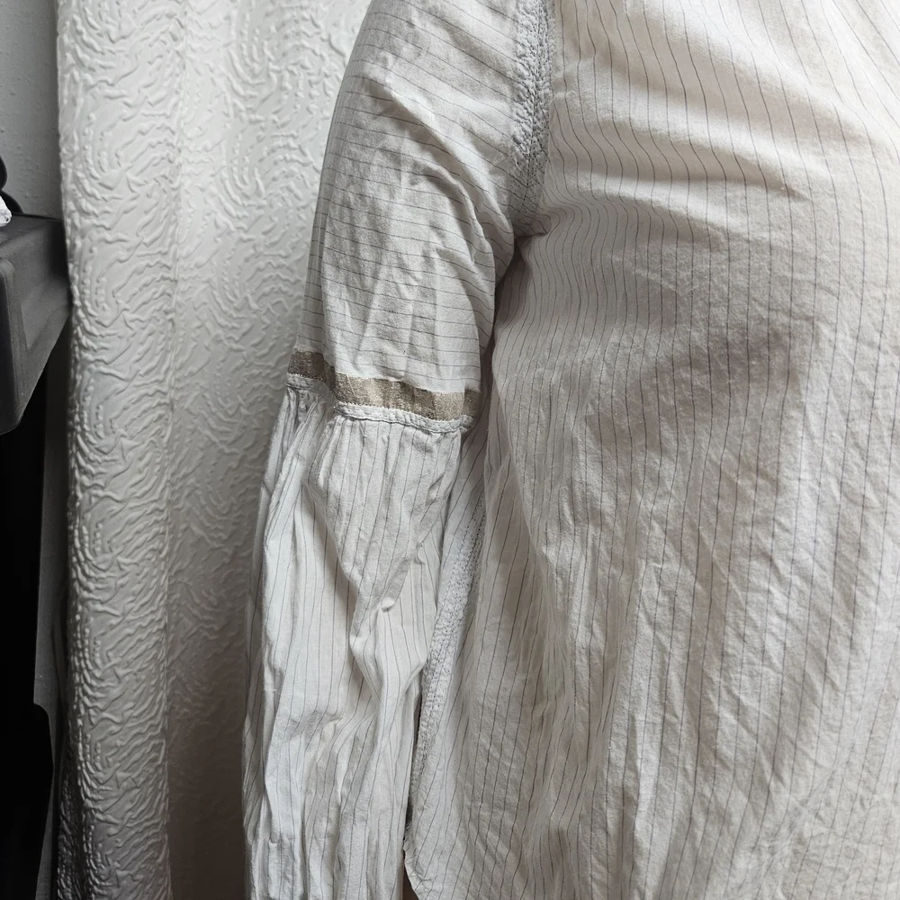 Free People Cream Long Sleeve Button Down Shirt